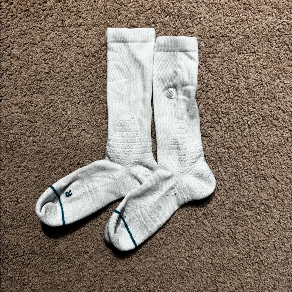 Used Stance Feel 360 Performance Basketball Crew Socks White Men Size Large 9-13